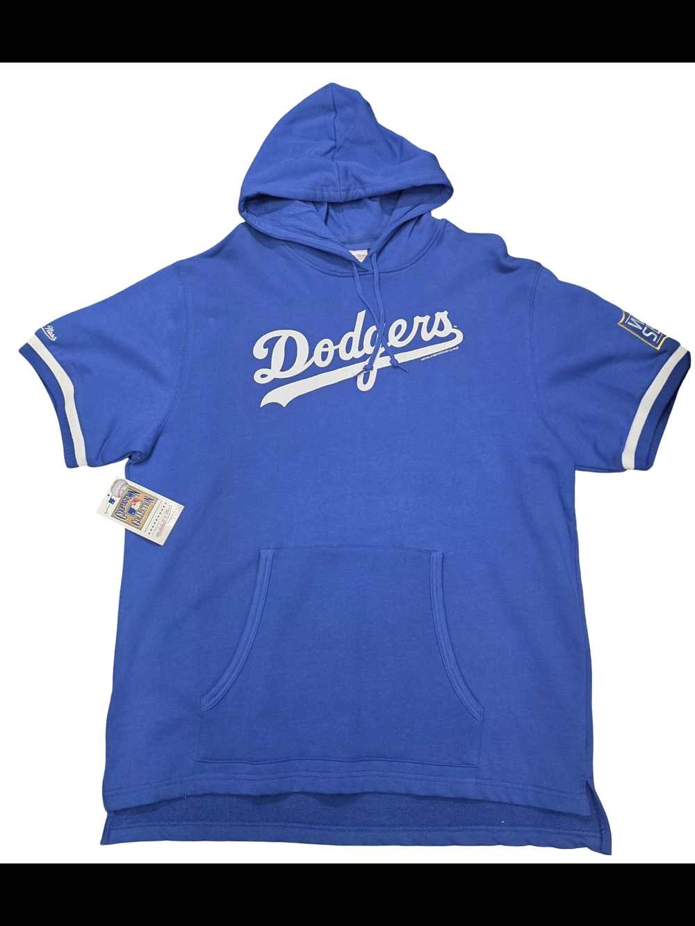 Mitchell & Ness Royal Blue Los Angeles Dodgers Hooded Short Sleeve Sweatshirt XL
